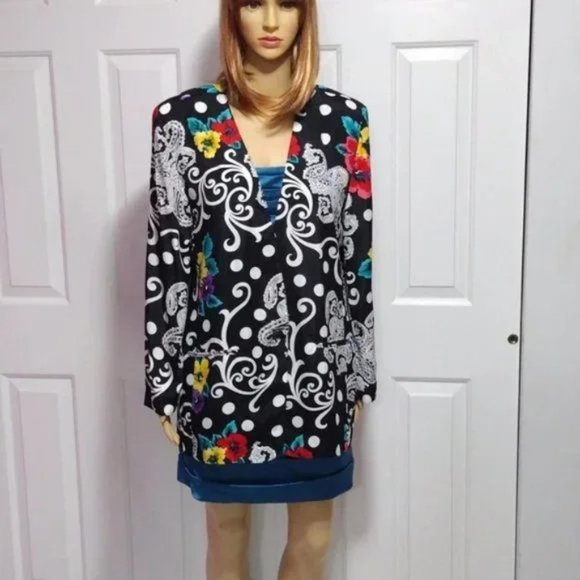 Vintage 70s Lightweight Blazer Funky Floral Paisley Polka Dot Groovy Size 8 - Picture 11 of 11